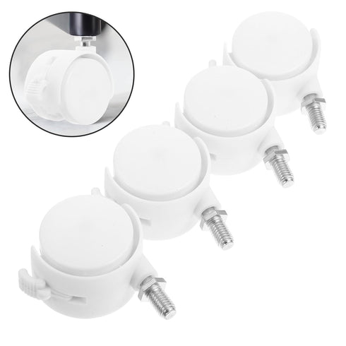 4pcs 1.5-inch White Threaded Stem Caster Wheels with Brake, Locking Furniture Casters for Office Chairs, Rolling Cart