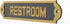 Renovators Supply Manufacturing Solid Brass Restroom Sign, 10 3/4 In. X 2 1/8 In., Lacquered Finish with Mounting