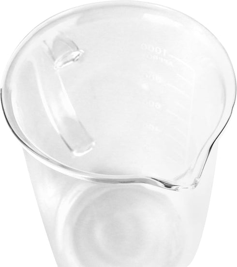 QWORK Beaker with Handle, 1000ml/33.81oz Measuring Cup, Borosilicate Glass, 2 Pack