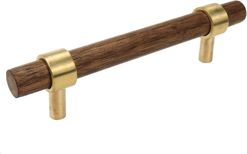 5.51"/140mm 4Pcs Drawer Pulls Brass Walnut Kitchen Wardrobe Cabinet Hardware Pull Handle with Screw