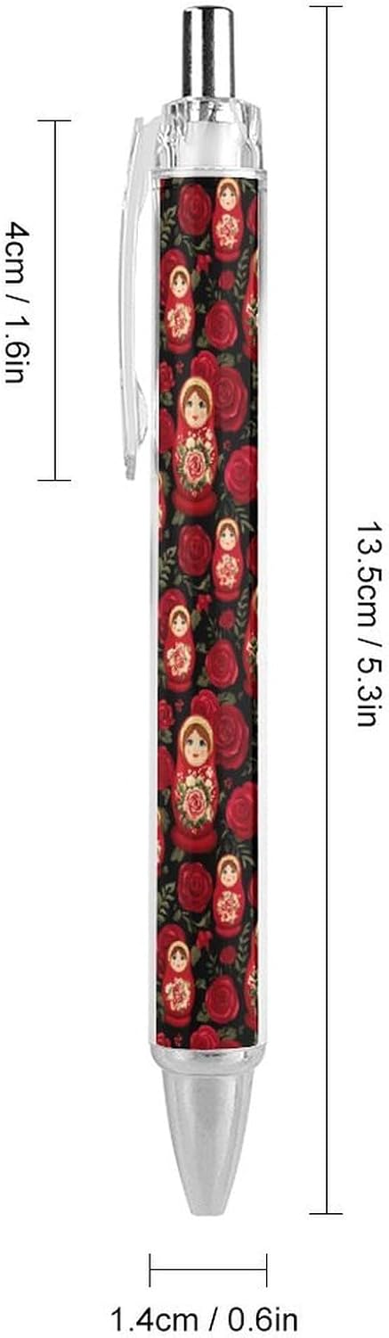 Generic 4 Russian Nesting Doll with Flowers Ballpoint Pens Retractable Cute Ball Point Pen Smooth Writing Work Pen PCS