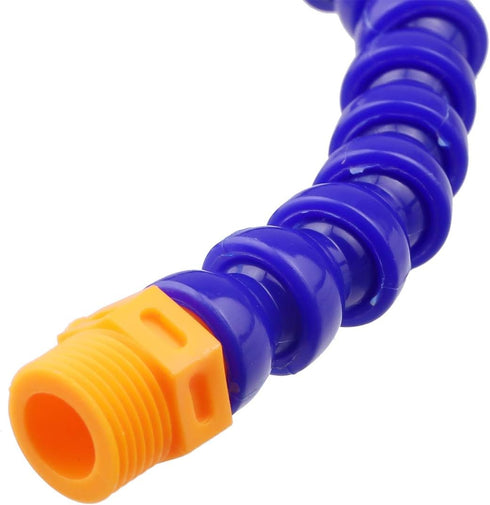 Pack of 10 Round Nozzle, 3/8 PT Plastic Flexible Oil Coolant Pipe Hose, Blue Orange