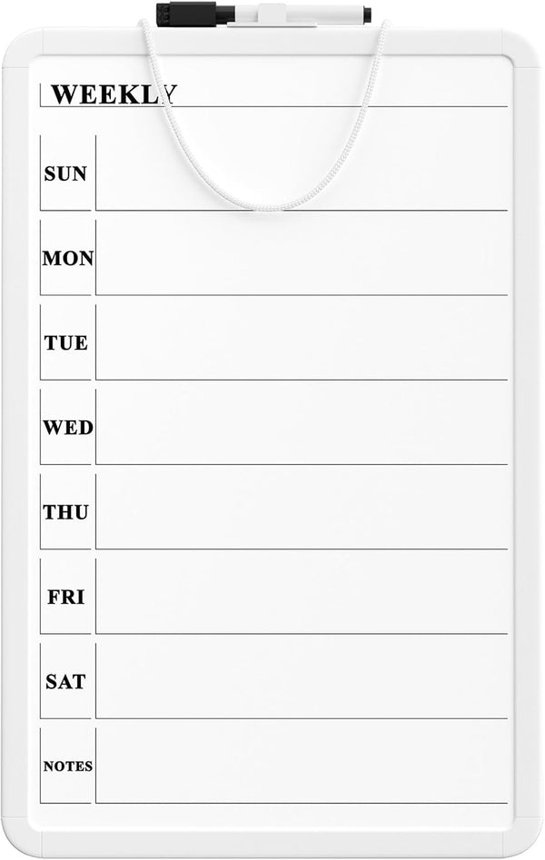 MaxGear Weekly Calendar White Board for Wall, 11"x 17" Double-Sided Magnetic Dry Erase Board with Marker