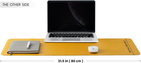 Dual Sided Leather Desk Mat, Waterproof Desk Pad for Office and Home, Large Mouse Pad and Desk Mats - Red+Yellow