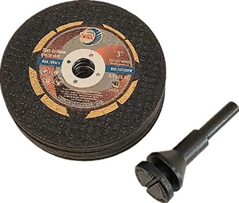 WA 12PACK 3" x.045 x3/8" Thin Cut Off Disc Kit, 12 Discs + 1 Mandrel for Die Grinder Tool Accessories Cutting Wheel