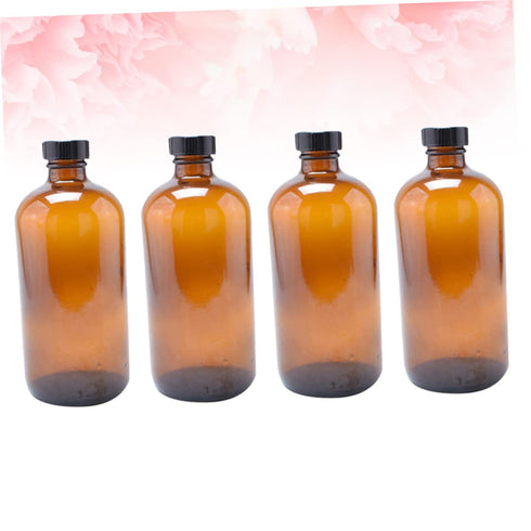 4pcs Zerodeko Mouthwash Dispenser Candy Jar Refillable Brown Glass Bottles Round Lid