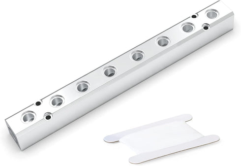 GASHER 1PCS Aluminum 8 Way Pneumatic Manifold, 10 Port Air Distribution Block Splitter, 1/4" Output, 1/2" Supply