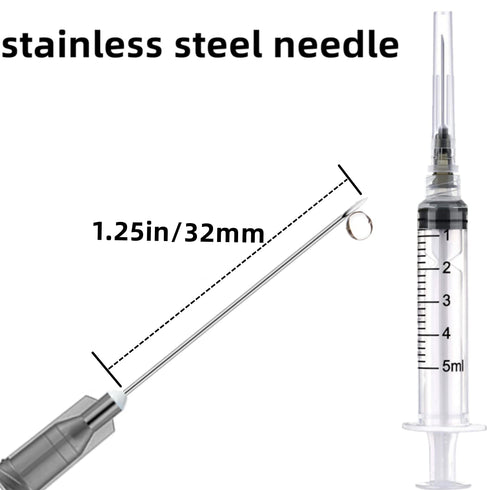 100 Pack 5ml 22Ga Plastic Syringe - Disposable Individually Wrapped for Scientific Labs and Industrial Use