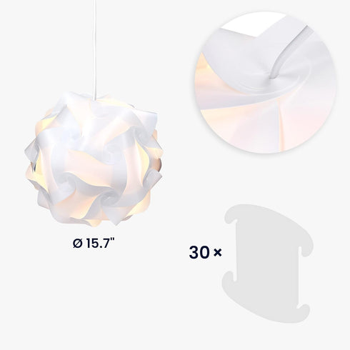 15.7" (40cm) 30-Piece 15ft kwmobile Hanging Puzzle Lamp Kit - Modern Ceiling Pendant Light with Shade to Assemble
