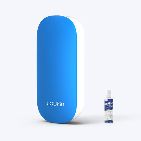 loukin Magnetic Dry Erase Eraser with 3 Replaceable Felt Pads and 3.4 oz Whiteboard Cleaner Included (Blue)