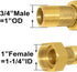 Joywayus Brass Water Meter Pipe Fitting, Hex Nipple 3/4” NPS Male x 1” NPS Female