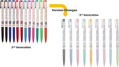 Xeno Slim Ballpoint Pens - Baby Mikey 0.38mm, 9 Color Mix, Pack of 12 with Twistable Pencil