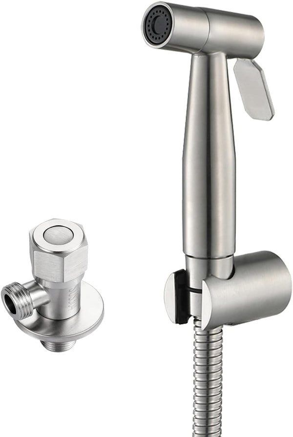 ZLOCYIVHE Handheld Toilet Bidet Sprayer, Wall Mounted Stainless Steel Brushed Bidet Faucet, Bathroom