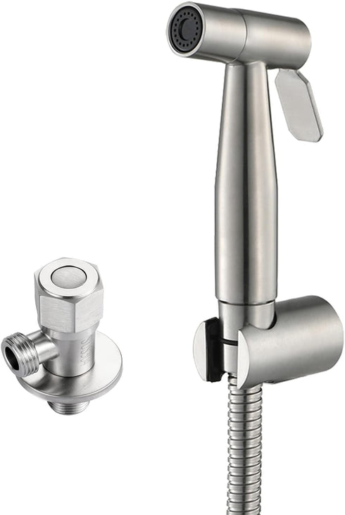 XKHLQLPEF Handheld Toilet Bidet Sprayer, Wall Mounted Stainless Steel Brushed Bidet Faucet, Bathroom