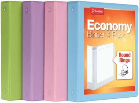 Oxford Cardinal 3 Ring Binders, 1.5 Inch Round Rings, Holds 350 Sheets, ClearVue Presentation View, 4 Pack