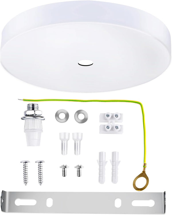 Arturesthome 7" White Ceiling Plate Light Kit Rewind Single Hole with Hardware,Ceiling