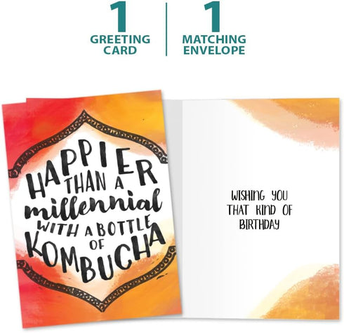 Tree-Free Greetings Birthday Cards, Artful Designs, 1 Card + Matching Envelopes, Made in USA, 100% Recycled Paper, 5"x7"