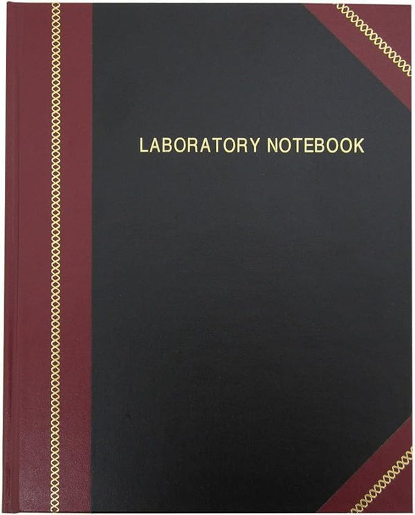 BookFactory Professional Grade Lab Notebook - 168 Pages, 8" x 10" (Ruled Format) Black and Burgundy Cover