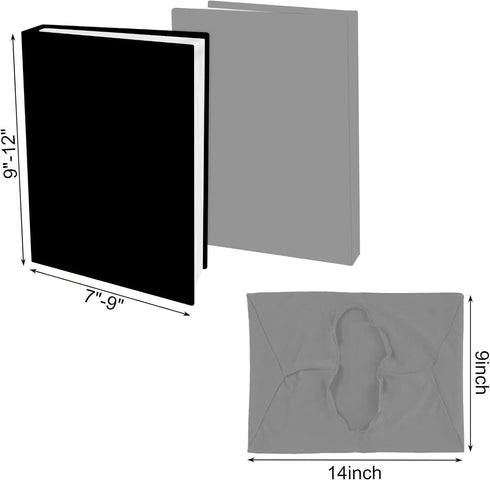 Black Stretchable Jumbo Book Sleeve Covers, Washable Reusable Book Protector for Hardcover Textbooks