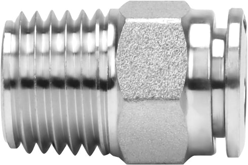 Push to Connect Fitting - 304 Stainless Steel Male Straight 5/16" Tube OD x 1/4" NPT Thread Fitting (Pack of 5)