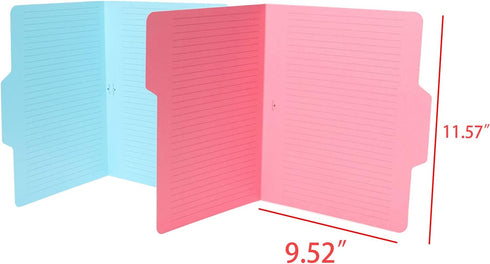 Find It File Folders - 12 Pack Tabbed, Letter Size, Double-Sided, Ruled Filing Folders for Office, School,