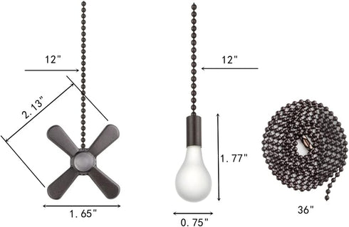 6Pcs 12 3 36 inches 3 Set) Ceiling Fan Pull Chain, Including Beaded Ball Fan Pull Chain Pendant, Extra Pcs Pull Loop