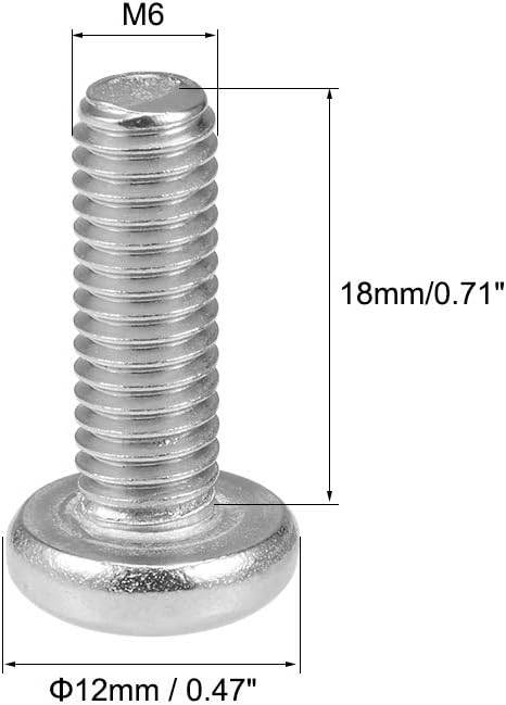 uxcell M6x18mm Machine Screws Pan Phillips Cross Head Screw 304 Stainless Steel Fasteners 10Pcs