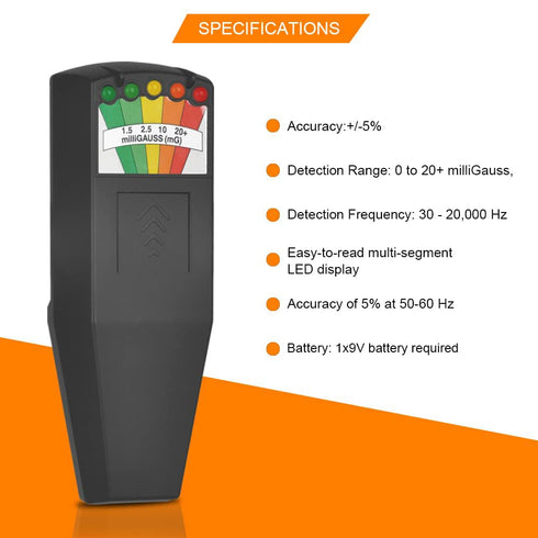 EMF Meter, 5 LED Magnetic Field Detector for Ghost Hunting Equipment, Home, Office & Outdoor Inspections