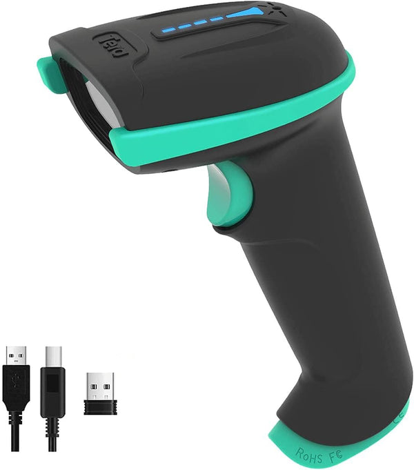 Tera Barcode Scanner Wireless Versatile 2-in-1 (2.4Ghz Wireless+USB 2.0 Wired) with Battery Level