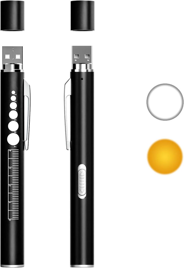 SEVENKA 2 Rechargeable Pen Lights with Pupil Gauge & Ruler, LED Penlights