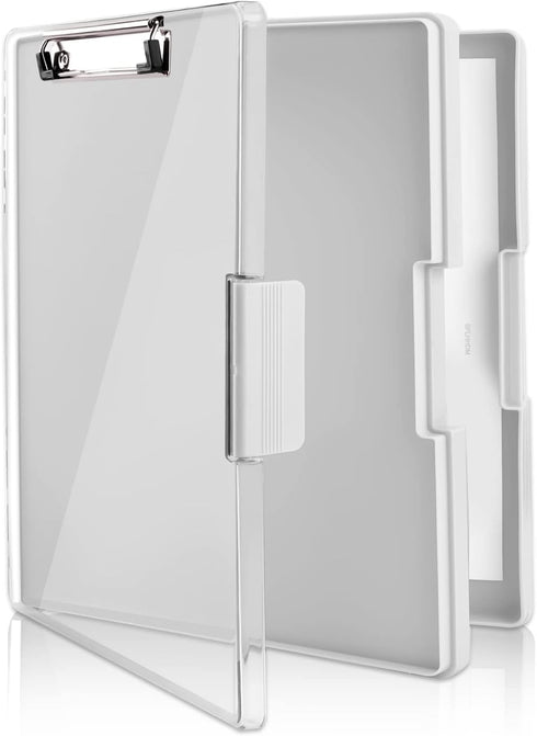Clipboard with Storage, Heavy Duty Clip Boards 8.5x11 with 2 Storage Cases, Clear Top Panel Clipboards