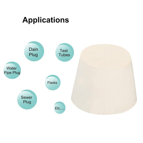 MECCANIXITY Rubber Tapered Plug, 32mm to 42mm Solid Test Tubes Bungs Stopper, White, 4 Pieces