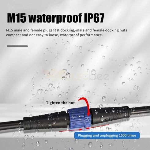 M15 (2pin 1.5 Elecbee Waterproof Connector Male Female Plug Connector LED Power Connector AC/DC Industrial Cord