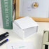White Memo Holder with Blank Memo Notes Cube, Simple PS Notepad Organizer Dispenser, 500 Sheets