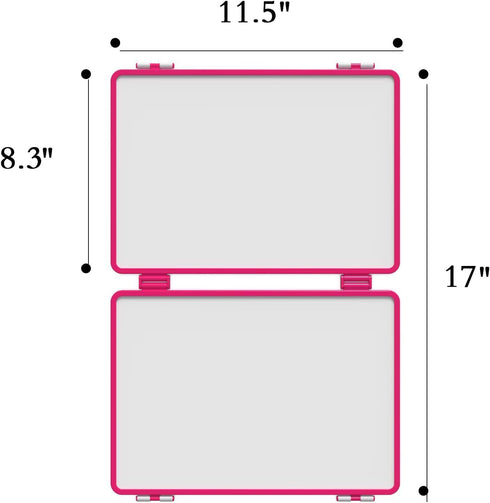 Magnetic Dry Erase White Board 11.5x17inch, Small Foldable Whiteboard for Kids, School, and Office (Pink)