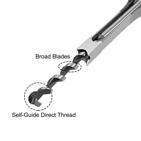 uxcell Square Hole Drill Bit, 3/8" High-Carbon Steel for Woodworking, 2 Pcs