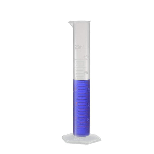 uxcell 25ml Plastic Graduated Cylinder, Clear Hex Base Flask, Science Test Tube Beakers, 3pcs for Lab Home