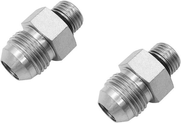(2-PACK) 6400-08-06-O Hydraulic Hose Adapter Fitting 1/2" Male JIC 37° Flare × 3/8" Male O-Ring Boss