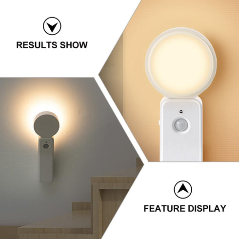 Hemobllo LED Human Body Induction Lamp Rechargeable Small Night Light with Warm Soft Glow Large Wide-Angle Sensor