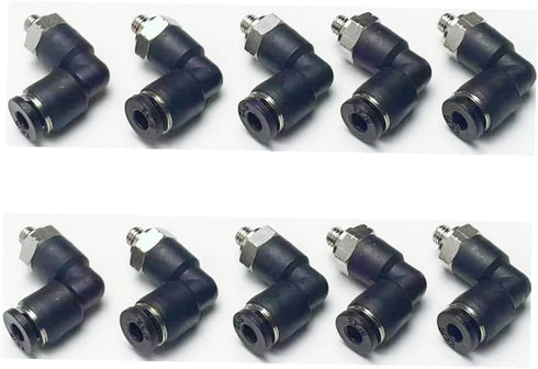 Pneumatic Male Elbow 5/32 Inch OD Tube x 10-32 UNF Push to Connect Fittings, Pack of 10 PL5/32-U10