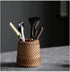 Set 2 Elsjoy of Wicker Pencil Holder, Natural Rattan Pen Cup Woven Makeup Brush Holder, Rustic Utensil Caddy Wicker Pen
