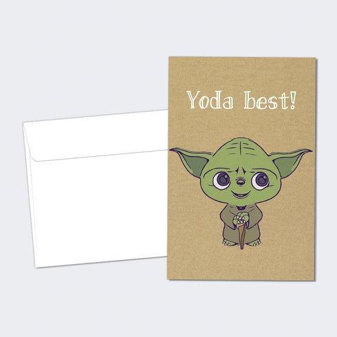 Tree-Free Greetings Yoda Best Thank You Cards - 12 Recycled 4x6 Cards & White Envelopes, USA Made