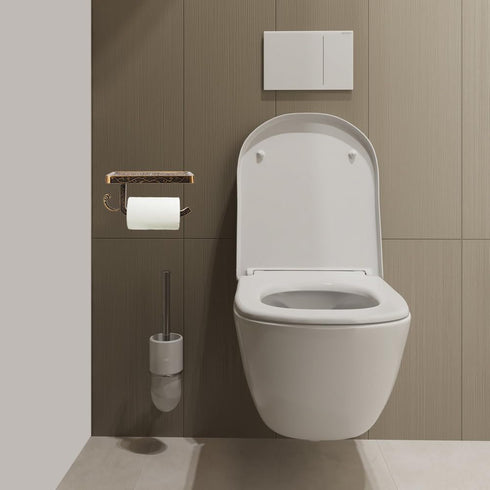 Vintage Toilet Paper Holder with Shelf,Aluminum Tissue Roll Wall Mounted,Toilet Shelf for Bathroom Accessories Mount