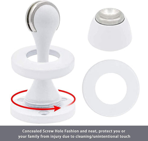 KOLAKO 6 Pack Magnetic Door Stoppers, Heavy Duty Wall Floor Mount Door Stops in White & Brushed Nickel