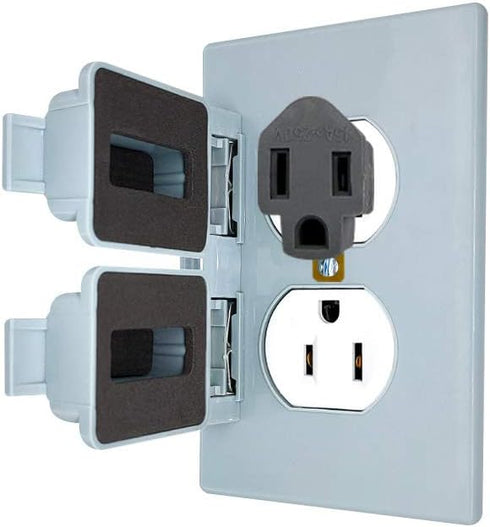 (3 Pack) 3-Prong to 2-Prong Adapter, Grounding Converter, Polarized 3 Pin to 2 Pin Power for Wall Outlets, Grey