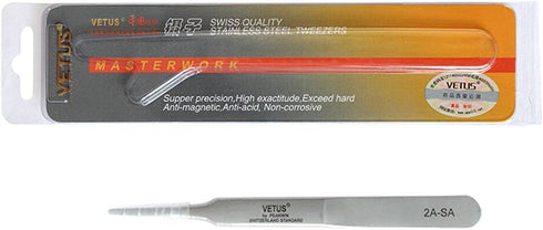 Vetus Tweezer Non-magnetic Stainless Steel Pointed Tip, Model 2A-SA