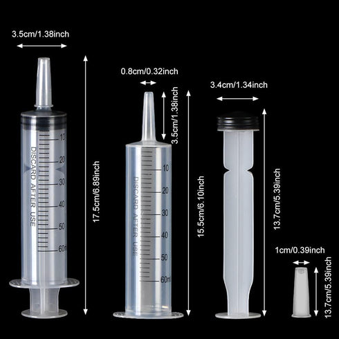 5 Pack 60ml Sterile Syringes Individually Packaged for Labs, Liquid Measuring, Feeding Pets, Oil or Glue Applicator