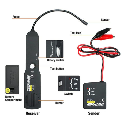 JUSTAUS 1 Set EM415PRO 6-42V Automotive Wire Short for Finder Cable Tester Circuit Detector Car Circuit Scanner Tracer