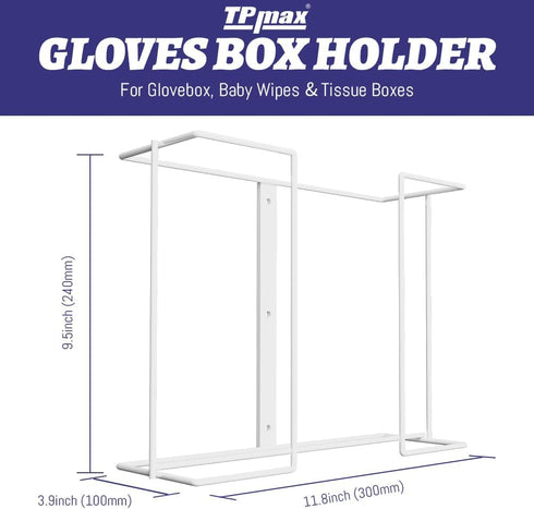 XL Gloves Box Facial Tissue Box Holder,Wire Rack Dispenser for Gloves,Tissues Paper Towels Organizer - Mounting Accessories Included - Holds up to 2 Boxes - Perfect for Lab, Food Service and Home