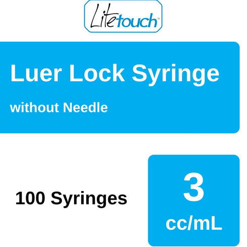 3mL Sterile Luer Lock Syringe, Individually Sealed - 100 Syringes per Box (no needle)